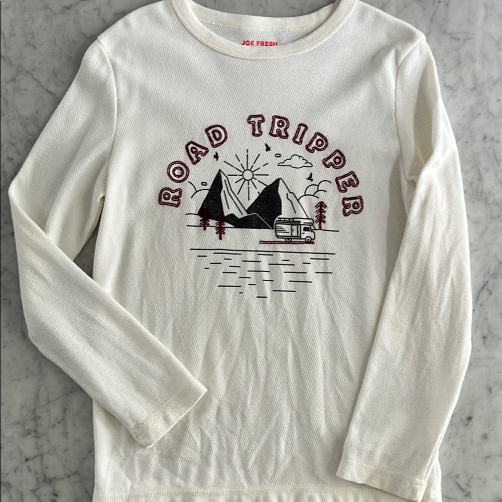 Joe Fresh White Long Sleeve Tee Adventure Graphic
